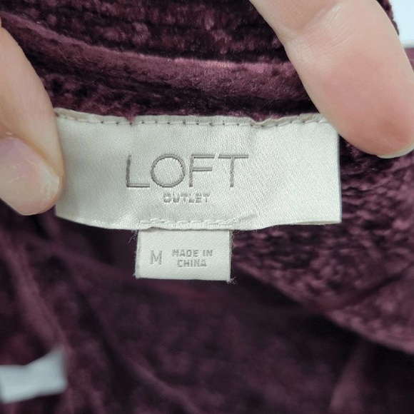 Loft Chenille Blouson Open Cardigan Sweater in Purple Wine Womens Size Medium - Picture 6 of 7